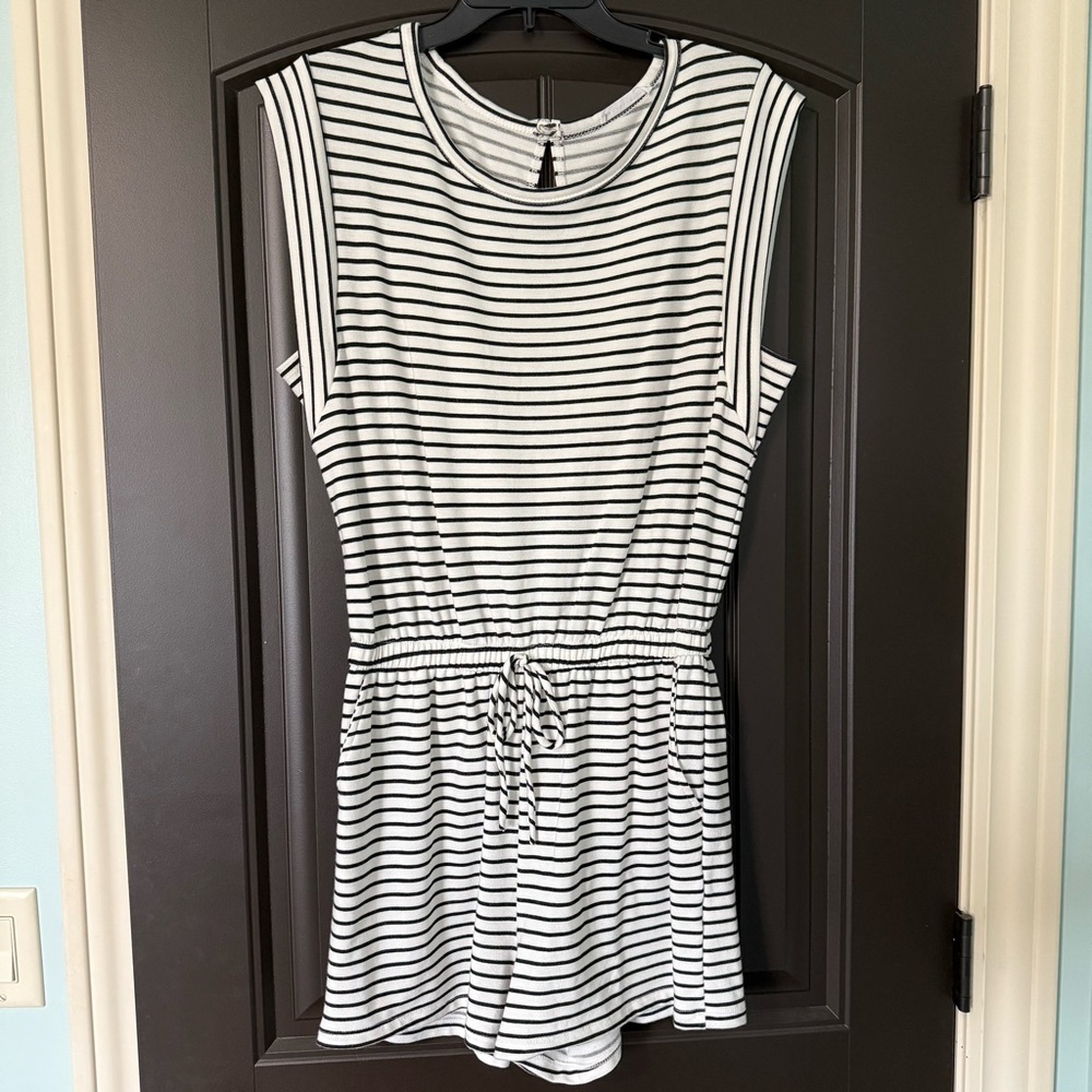 NWOT Black & White Striped Romper | wasabi+mint | Size M | Never Worn